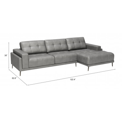 ZUO Bliss Right Facing Chaise Sectional - Gray