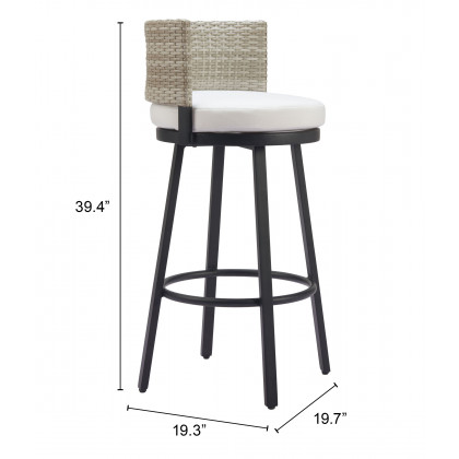 ZUO - Midnight Wave Barstool in White