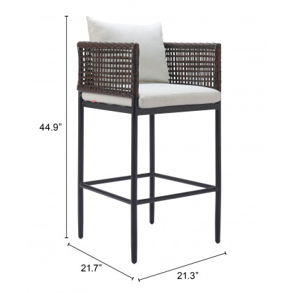 ZUO - Palm Paradise Barstool in Gray