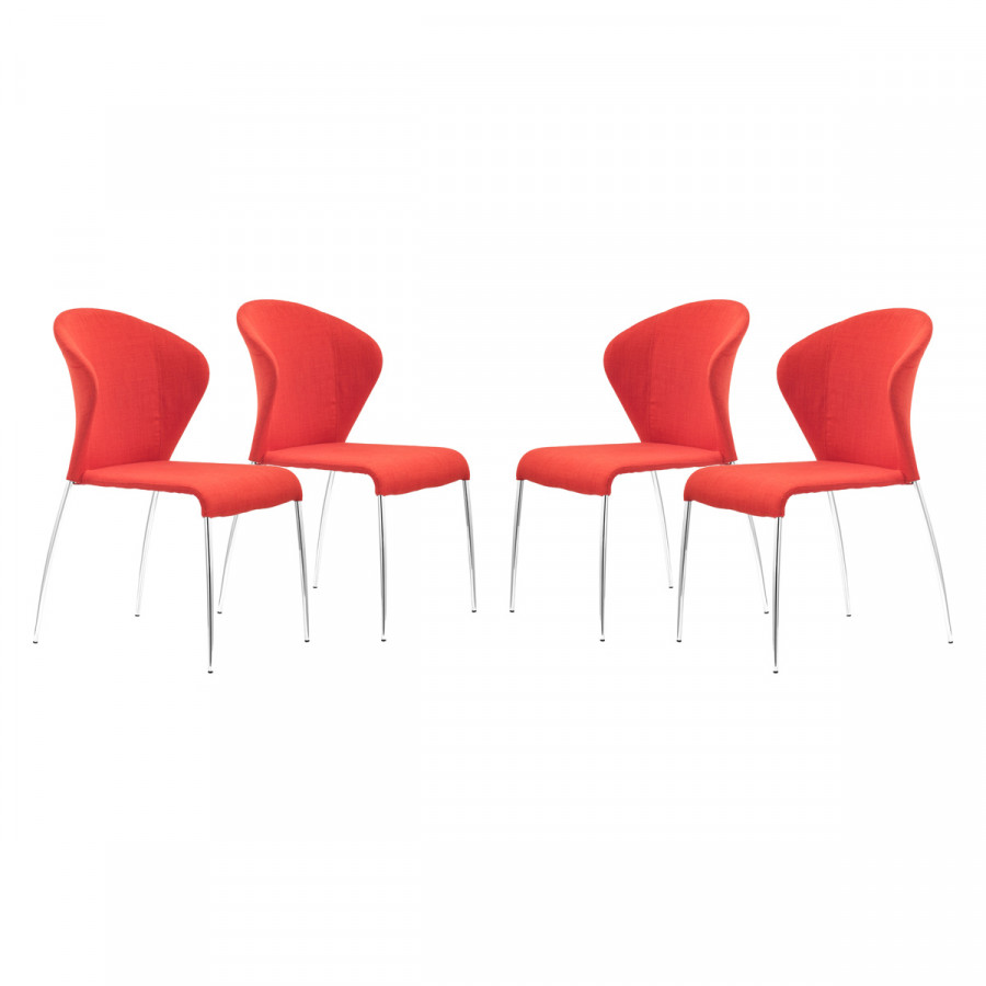 ZUO Oulu Dining Chair (Set Of 4) - Tangerine/Silver