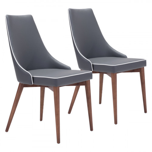 ZUO Moor Dining Chair (Set Of 2) - Dark Gray/Brown