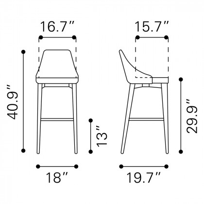 ZUO Moor Bar Chair - Beige/Brown
