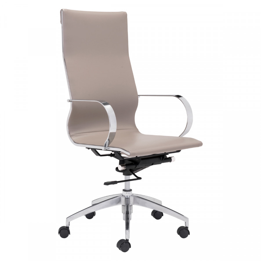 ZUO Glider High Back Office Chair - Taupe/Silver