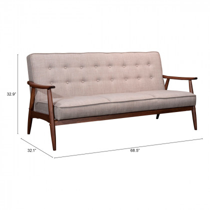 ZUO Rocky Sofa - Putty/Walnut