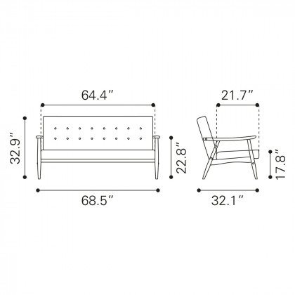 ZUO Rocky Sofa - Putty/Walnut