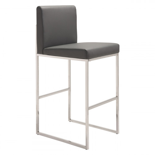 ZUO - Genoa Barstool in Gray/Silver
