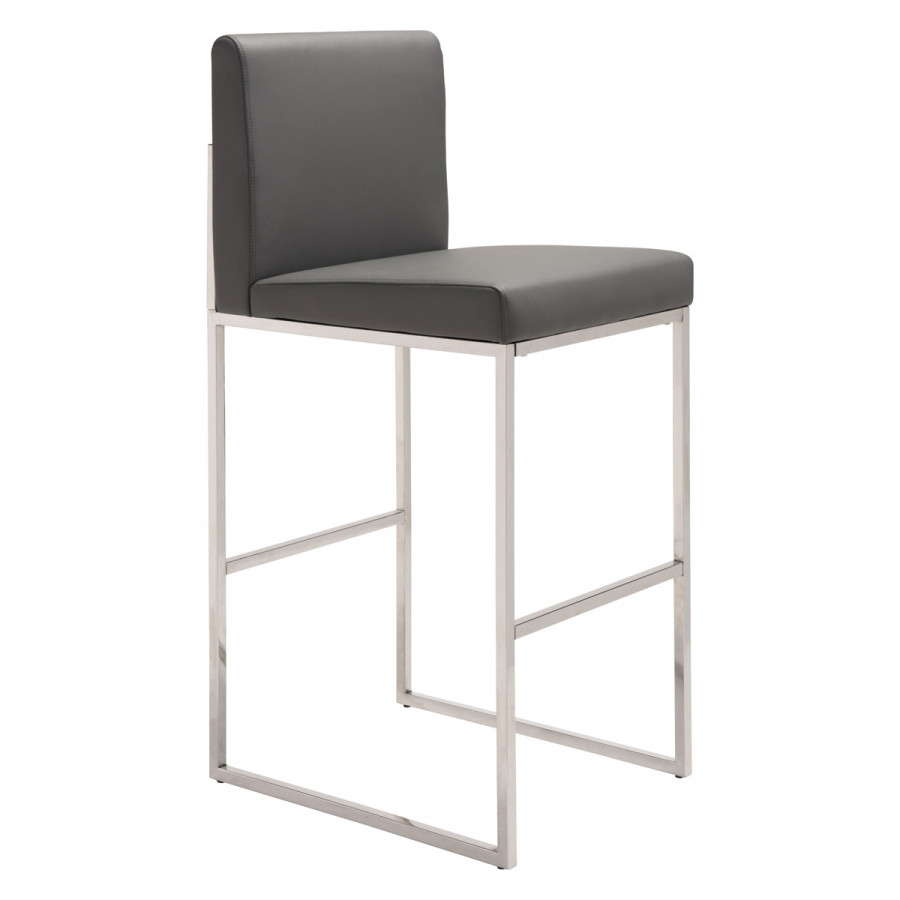 ZUO - Genoa Barstool in Gray/Silver