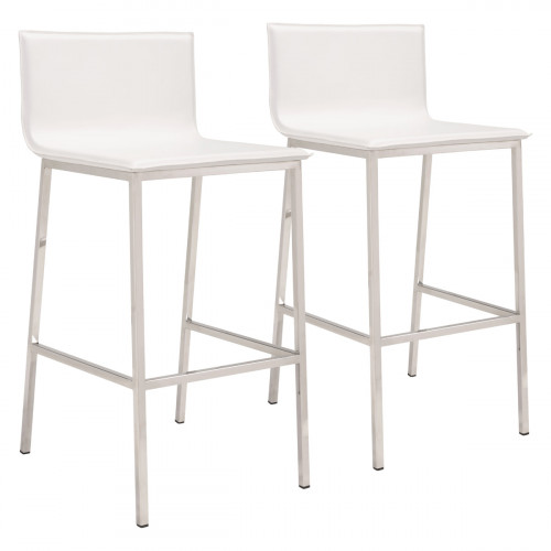 ZUO Marina Barstool (Set Of 2) - White/Silver