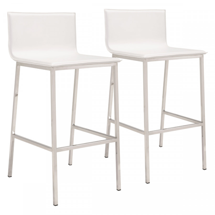 ZUO Marina Barstool (Set Of 2) - White/Silver