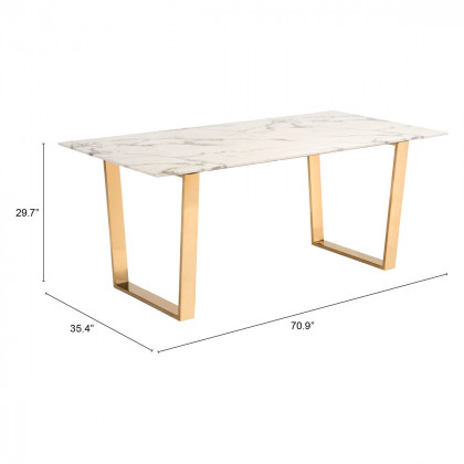 ZUO Atlas Dining Table - White/Gold