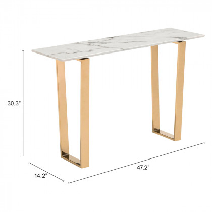 ZUO Atlas Console Table - White/Gold