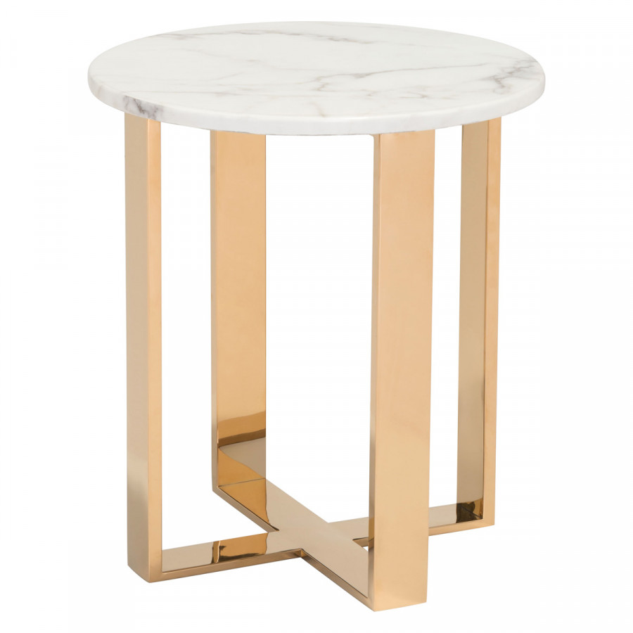 ZUO Atlas End Table - White/Gold