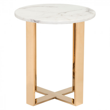 ZUO Atlas End Table - White/Gold