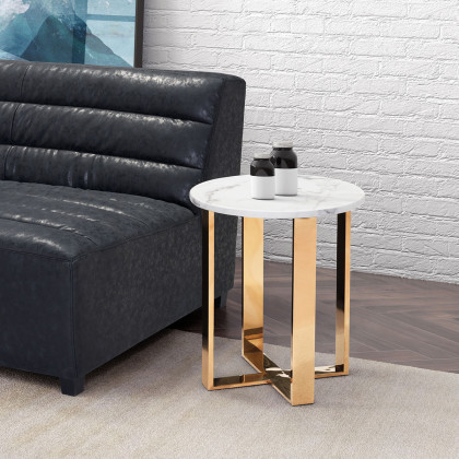 ZUO Atlas End Table - White/Gold