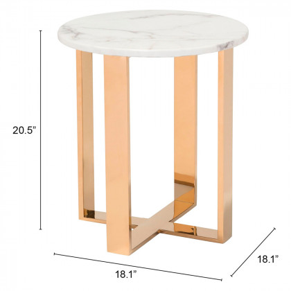 ZUO Atlas End Table - White/Gold