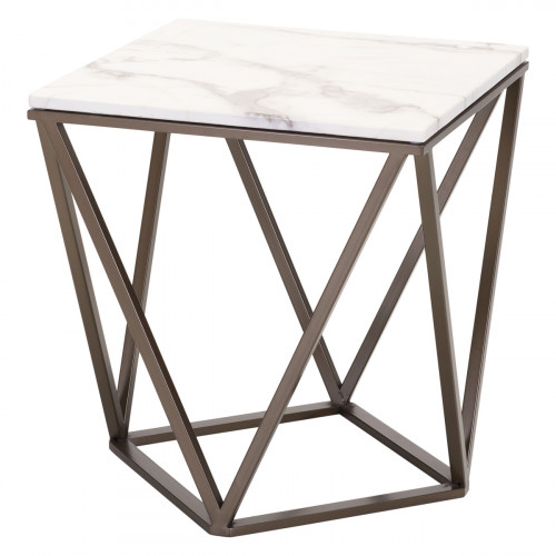 ZUO - Tintern End Table in White/Antique Brass/Dark Brown
