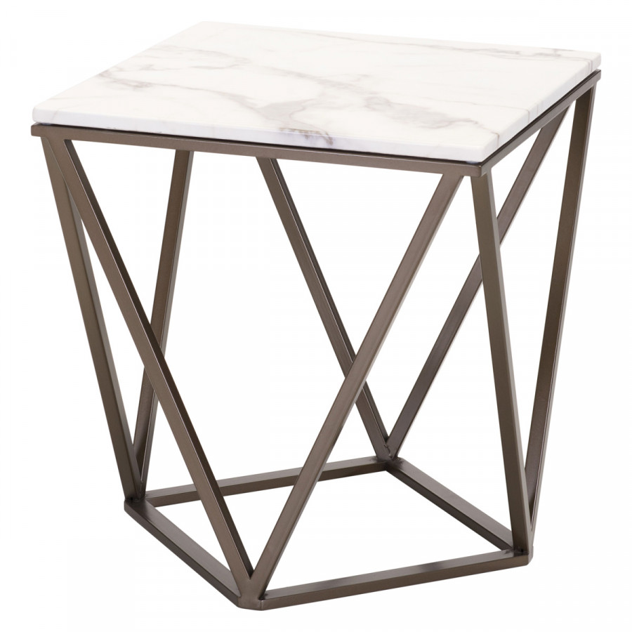ZUO - Tintern End Table in White/Antique Brass/Dark Brown