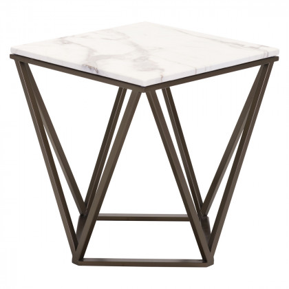 ZUO - Tintern End Table in White/Antique Brass/Dark Brown