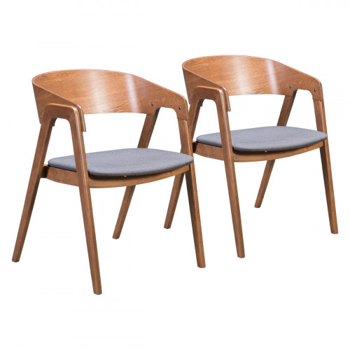 ZUO - Alden Dining Arm Chair (Set Of 2) in Walnut/Dark Gray