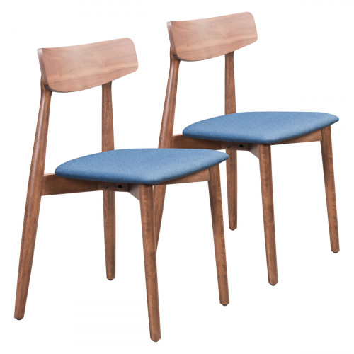 ZUO Newman Dining Chair (Set Of 2) - Walnut/Ink Blue