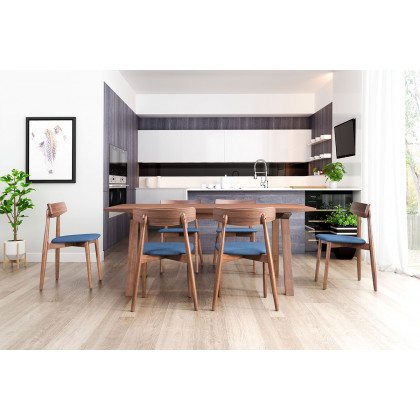 ZUO Newman Dining Chair (Set Of 2) - Walnut/Ink Blue