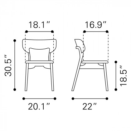 ZUO - Russell Dining Chair (Set Of 2) in Walnut/Light Gray