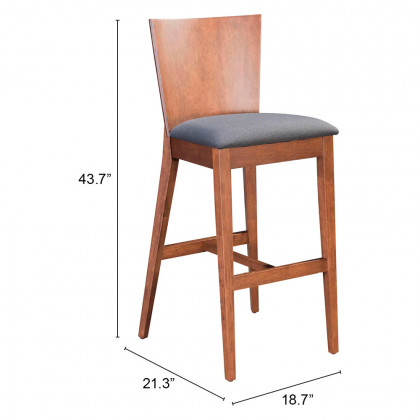 ZUO - Ambrose Bar Chair (Set Of 2) in Walnut/Dark Gray