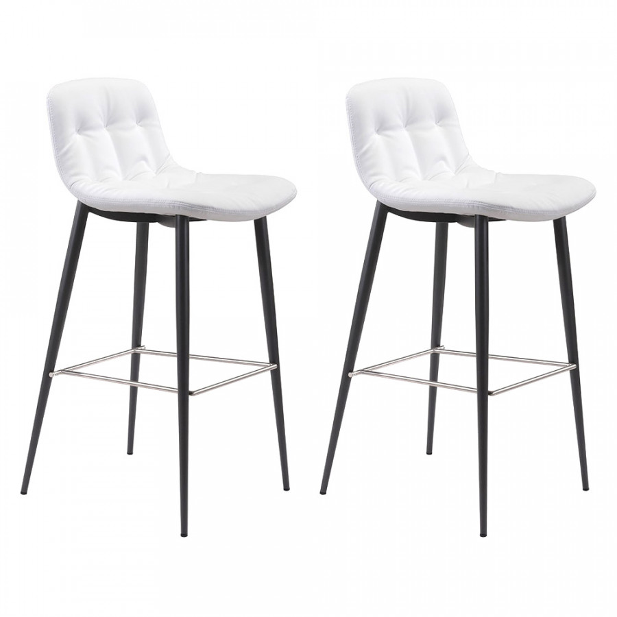 ZUO Tangiers Bar Chair Set - White/Black