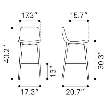 ZUO Tangiers Bar Chair Set - White/Black