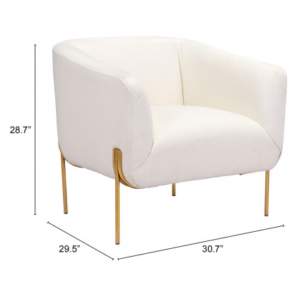 ZUO Micaela Arm Chair - Ivory/Gold