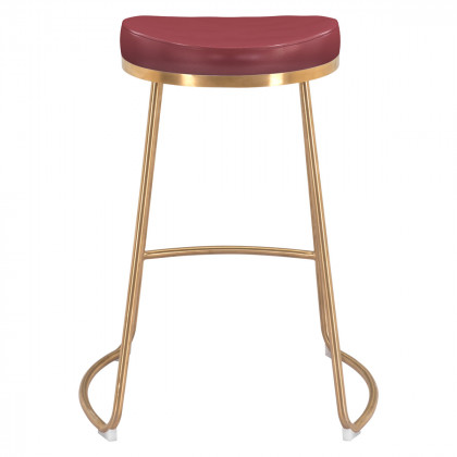 ZUO Bree Counter Stool (Set Of 2) - Burgundy/Gold