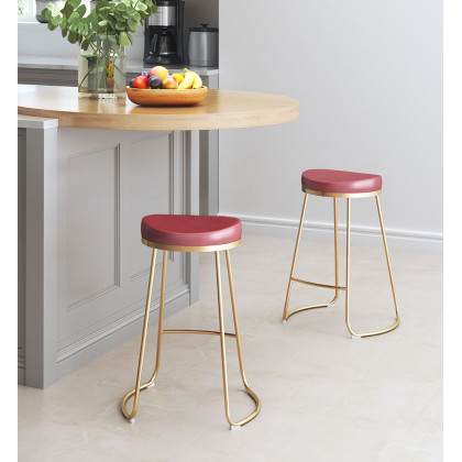 ZUO Bree Counter Stool (Set Of 2) - Burgundy/Gold