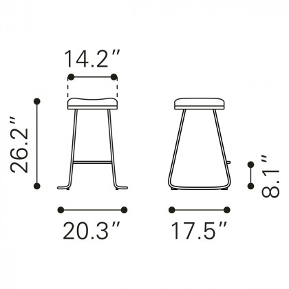 ZUO Bree Counter Stool (Set Of 2) - Burgundy/Gold