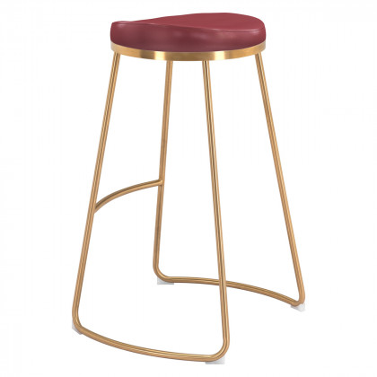 ZUO Bree Barstool (Set Of 2) - Burgundy/Gold