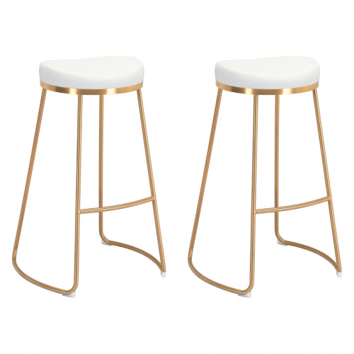 ZUO Bree Barstool (Set Of 2) - White/Gold