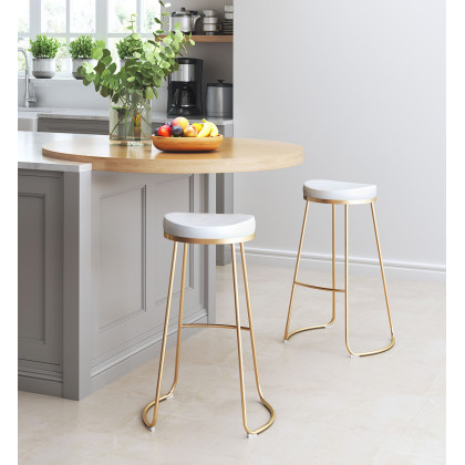 ZUO Bree Barstool (Set Of 2) - White/Gold