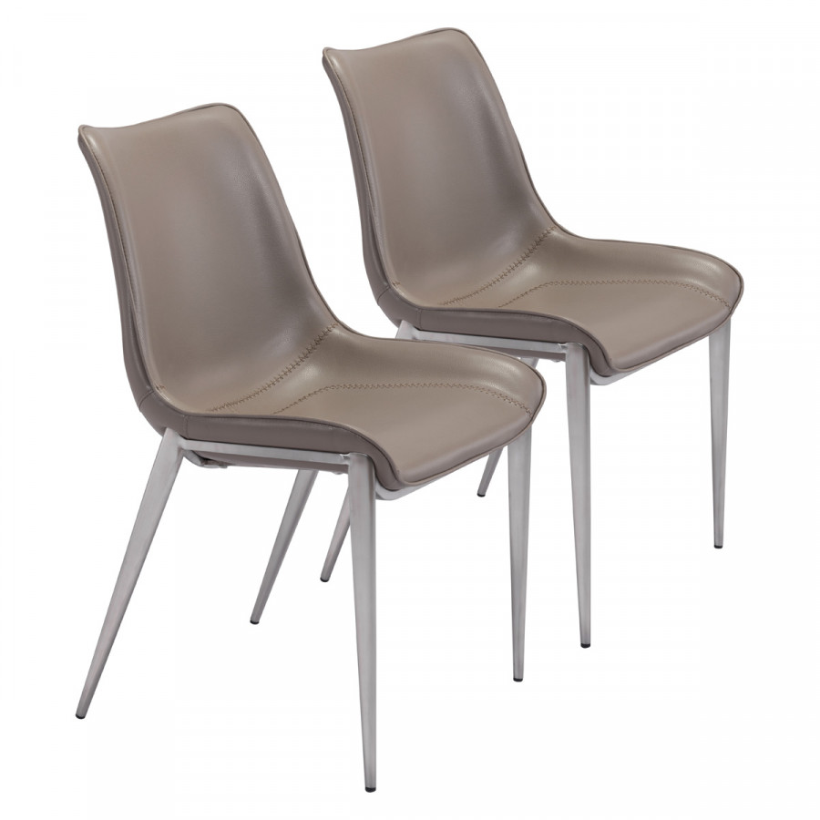 ZUO Magnus Dining Chair (Set Of 2) - Cappuccino/Silver