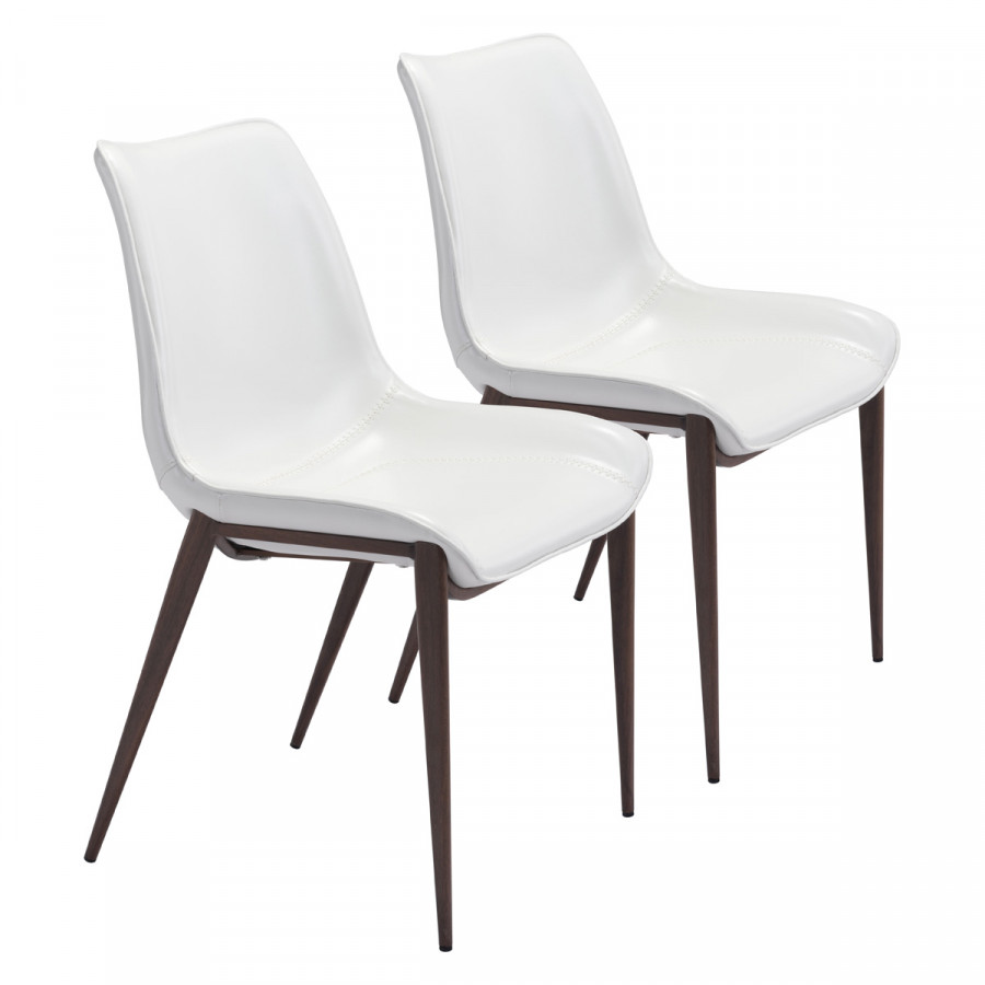 ZUO Magnus Dining Chair (Set Of 2) - White/Dark Brown