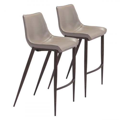 ZUO Magnus Bar Chair (Set Of 2) - Gray/Brown/Dark Brown