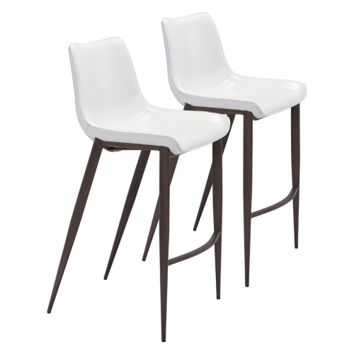 ZUO Magnus Bar Chair (Set Of 2) - White/Brown