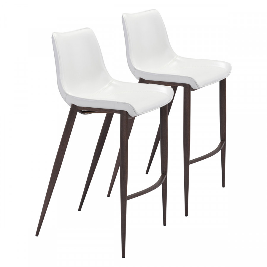 ZUO Magnus Bar Chair (Set Of 2) - White/Brown