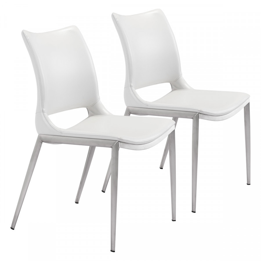 ZUO Ace Dining Chair (Set Of 2) - White/Silver