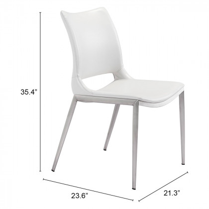 ZUO Ace Dining Chair (Set Of 2) - White/Silver