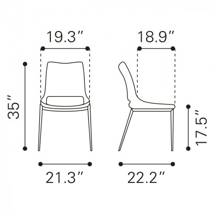 ZUO Ace Dining Chair (Set Of 2) - Black/Silver