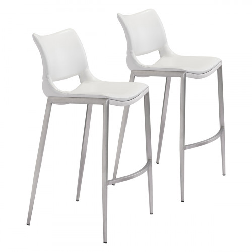 ZUO Ace Bar Chair (Set Of 2) - White/Silver