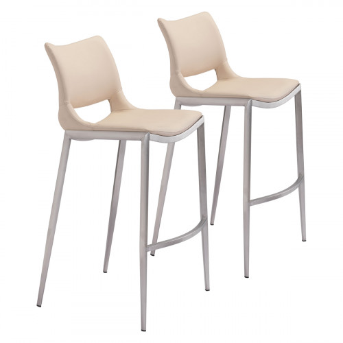 ZUO Ace Bar Chair (Set Of 2) - Light Pink/Silver