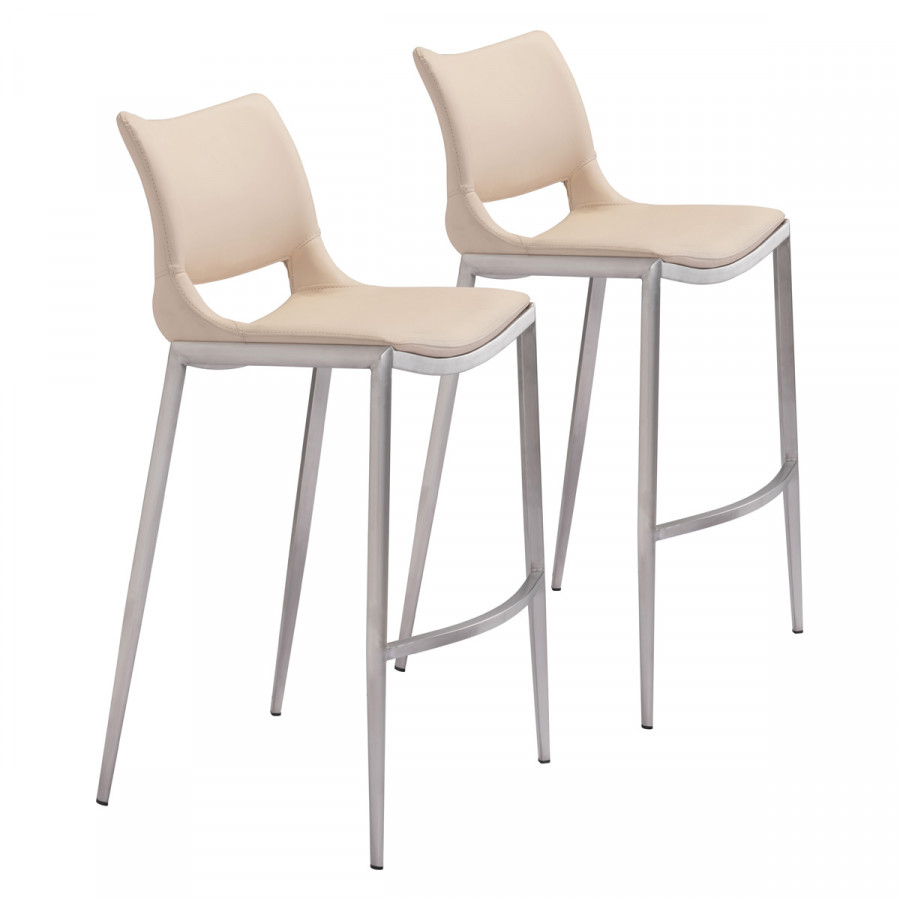 ZUO Ace Bar Chair (Set Of 2) - Light Pink/Silver
