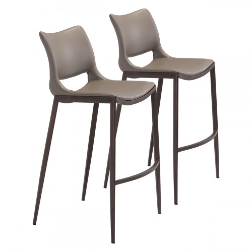 ZUO Ace Bar Chair (Set Of 2) - Gray/Dark Brown