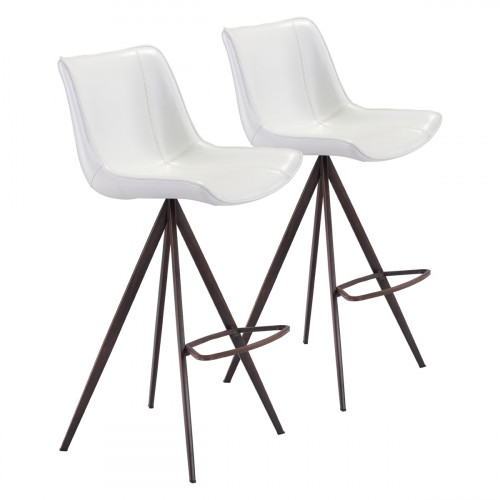 ZUO Aki Bar Chair (Set Of 2) - White/Dark Brown