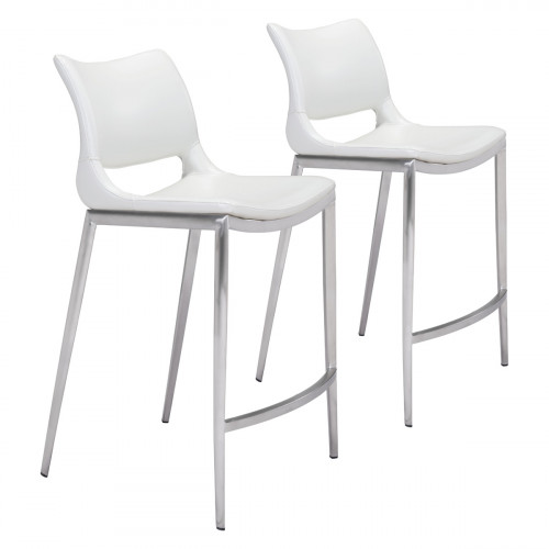 ZUO Ace Counter Chair (Set Of 2) - White/Silver